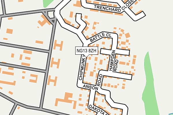NG13 8ZH map - OS OpenMap – Local (Ordnance Survey) NG13 8ZH map - OS OpenMap – Local (Ordnance Survey)