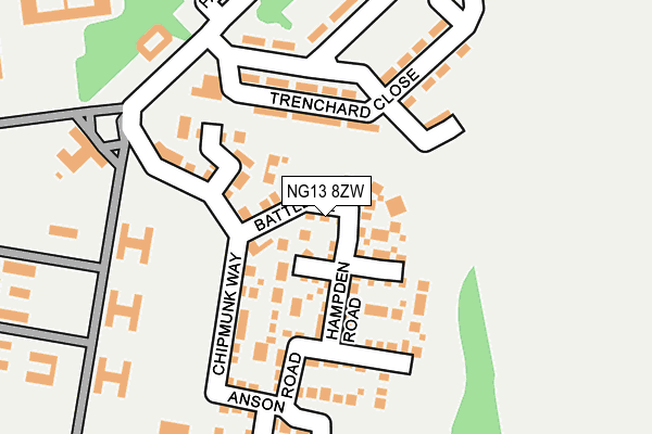 NG13 8ZW map - OS OpenMap – Local (Ordnance Survey) NG13 8ZW map - OS OpenMap – Local (Ordnance Survey)
