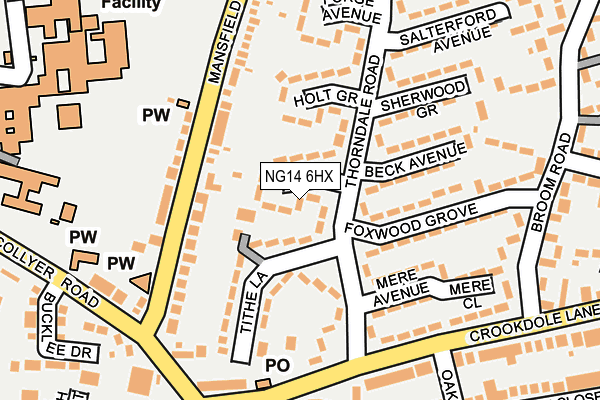NG14 6HX map - OS OpenMap – Local (Ordnance Survey) NG14 6HX map - OS OpenMap – Local (Ordnance Survey)