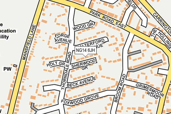 NG14 6JH map - OS OpenMap – Local (Ordnance Survey) NG14 6JH map - OS OpenMap – Local (Ordnance Survey)