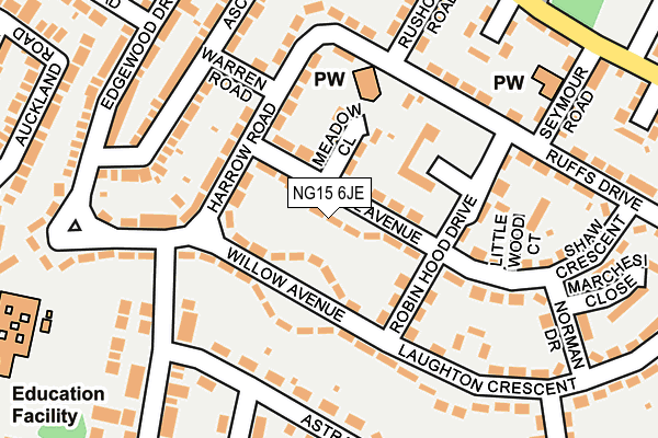 NG15 6JE map - OS OpenMap – Local (Ordnance Survey) NG15 6JE map - OS OpenMap – Local (Ordnance Survey)