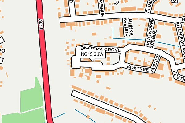 NG15 6UW map - OS OpenMap – Local (Ordnance Survey) NG15 6UW map - OS OpenMap – Local (Ordnance Survey)