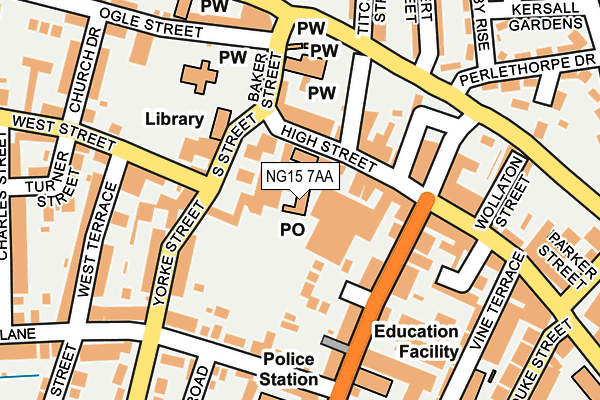 NG15 7AA map - OS OpenMap – Local (Ordnance Survey) NG15 7AA map - OS OpenMap – Local (Ordnance Survey)
