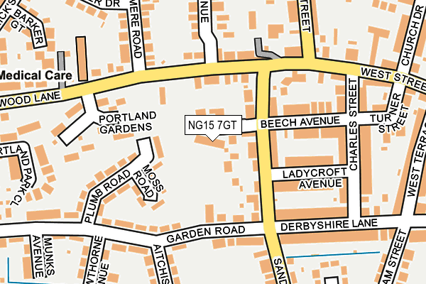 NG15 7GT map - OS OpenMap – Local (Ordnance Survey) NG15 7GT map - OS OpenMap – Local (Ordnance Survey)