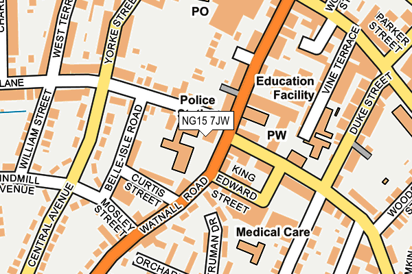 NG15 7JW map - OS OpenMap – Local (Ordnance Survey) NG15 7JW map - OS OpenMap – Local (Ordnance Survey)
