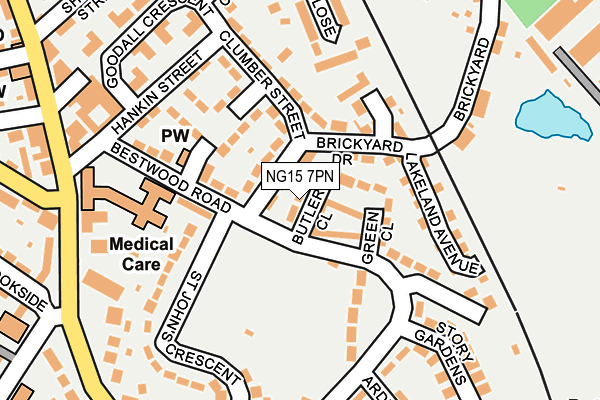 NG15 7PN map - OS OpenMap – Local (Ordnance Survey) NG15 7PN map - OS OpenMap – Local (Ordnance Survey)