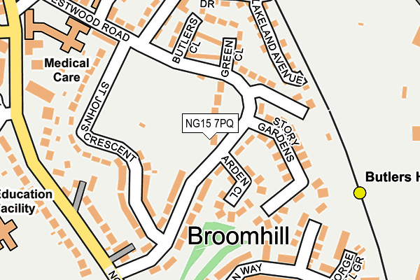 NG15 7PQ map - OS OpenMap – Local (Ordnance Survey)