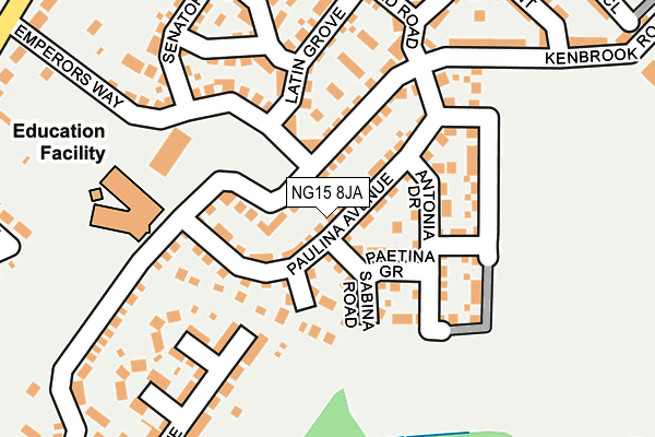 NG15 8JA map - OS OpenMap – Local (Ordnance Survey) NG15 8JA map - OS OpenMap – Local (Ordnance Survey)