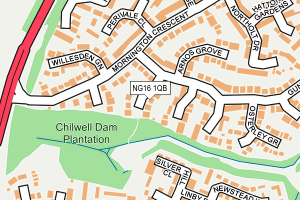 NG16 1QB map - OS OpenMap – Local (Ordnance Survey)