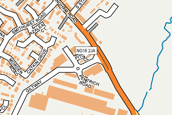 NG16 2JA map - OS OpenMap – Local (Ordnance Survey)