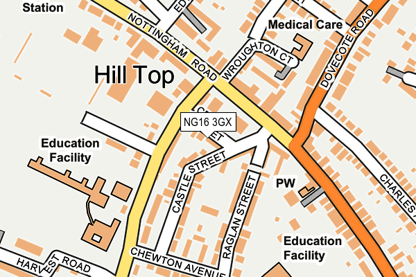 NG16 3GX map - OS OpenMap – Local (Ordnance Survey) NG16 3GX map - OS OpenMap – Local (Ordnance Survey)