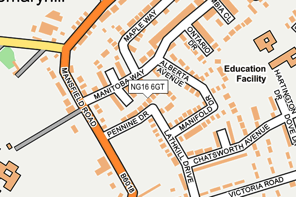NG16 6GT map - OS OpenMap – Local (Ordnance Survey) NG16 6GT map - OS OpenMap – Local (Ordnance Survey)