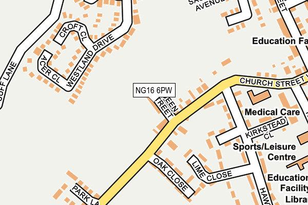 NG16 6PW map - OS OpenMap – Local (Ordnance Survey) NG16 6PW map - OS OpenMap – Local (Ordnance Survey)