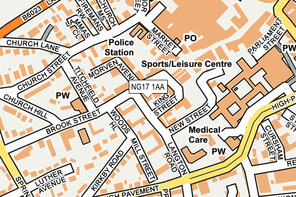 NG17 1AA map - OS OpenMap – Local (Ordnance Survey) NG17 1AA map - OS OpenMap – Local (Ordnance Survey)
