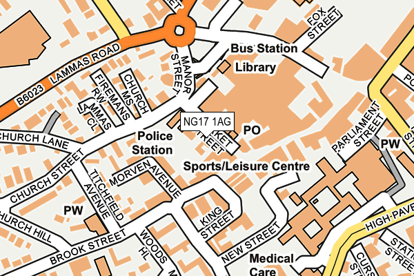 NG17 1AG map - OS OpenMap – Local (Ordnance Survey) NG17 1AG map - OS OpenMap – Local (Ordnance Survey)