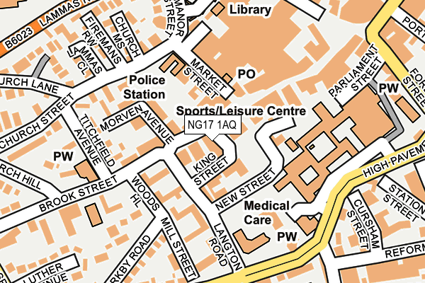 NG17 1AQ map - OS OpenMap – Local (Ordnance Survey) NG17 1AQ map - OS OpenMap – Local (Ordnance Survey)