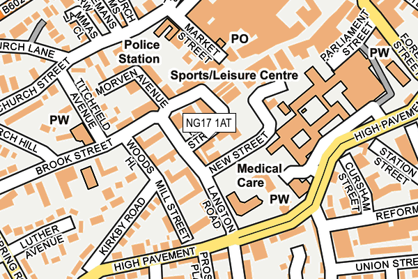 NG17 1AT map - OS OpenMap – Local (Ordnance Survey) NG17 1AT map - OS OpenMap – Local (Ordnance Survey)