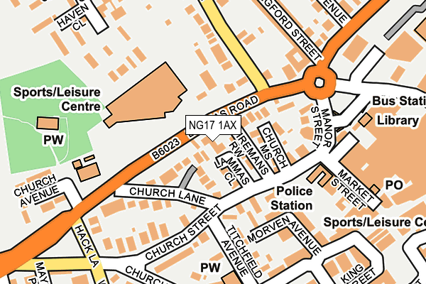 NG17 1AX map - OS OpenMap – Local (Ordnance Survey)