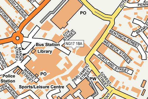 NG17 1BA map - OS OpenMap – Local (Ordnance Survey) NG17 1BA map - OS OpenMap – Local (Ordnance Survey)