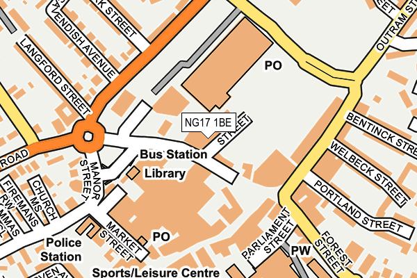 NG17 1BE map - OS OpenMap – Local (Ordnance Survey) NG17 1BE map - OS OpenMap – Local (Ordnance Survey)
