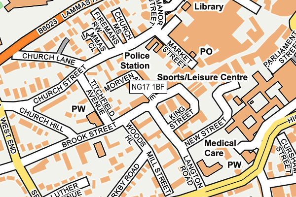 NG17 1BF map - OS OpenMap – Local (Ordnance Survey) NG17 1BF map - OS OpenMap – Local (Ordnance Survey)