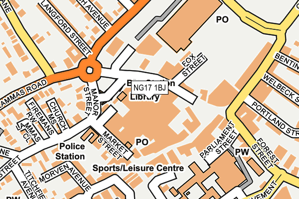 NG17 1BJ map - OS OpenMap – Local (Ordnance Survey) NG17 1BJ map - OS OpenMap – Local (Ordnance Survey)