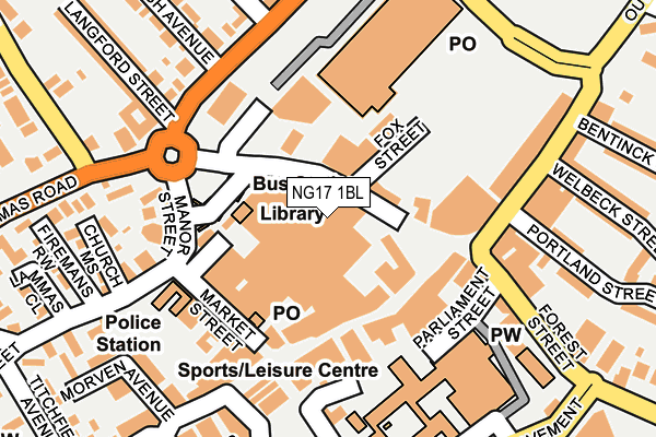 NG17 1BL map - OS OpenMap – Local (Ordnance Survey) NG17 1BL map - OS OpenMap – Local (Ordnance Survey)