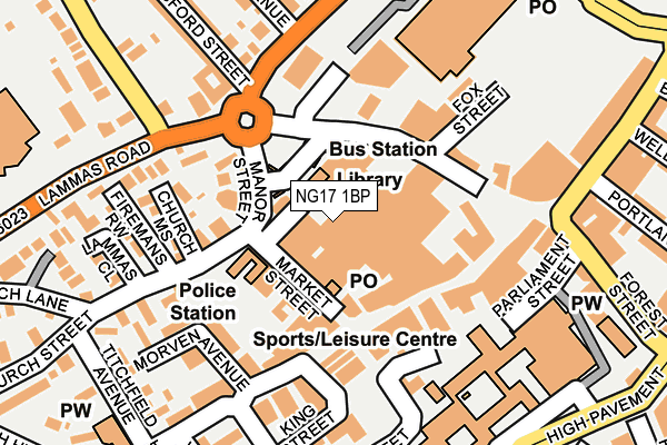 NG17 1BP map - OS OpenMap – Local (Ordnance Survey) NG17 1BP map - OS OpenMap – Local (Ordnance Survey)