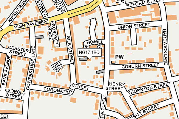 NG17 1BQ map - OS OpenMap – Local (Ordnance Survey) NG17 1BQ map - OS OpenMap – Local (Ordnance Survey)