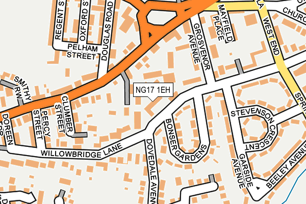NG17 1EH map - OS OpenMap – Local (Ordnance Survey) NG17 1EH map - OS OpenMap – Local (Ordnance Survey)