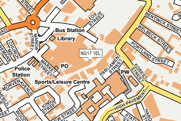 NG17 1EL map - OS OpenMap – Local (Ordnance Survey) NG17 1EL map - OS OpenMap – Local (Ordnance Survey)