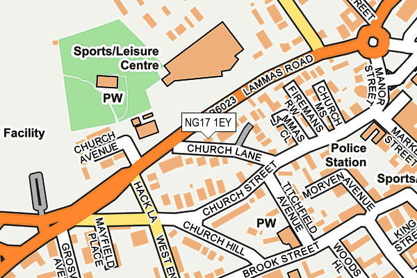 NG17 1EY map - OS OpenMap – Local (Ordnance Survey) NG17 1EY map - OS OpenMap – Local (Ordnance Survey)