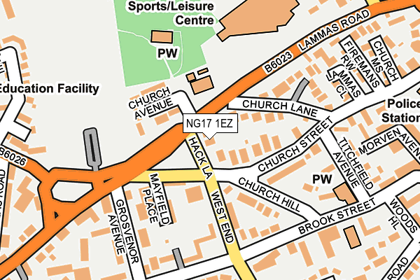 NG17 1EZ map - OS OpenMap – Local (Ordnance Survey) NG17 1EZ map - OS OpenMap – Local (Ordnance Survey)