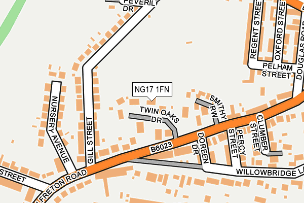 NG17 1FN map - OS OpenMap – Local (Ordnance Survey) NG17 1FN map - OS OpenMap – Local (Ordnance Survey)