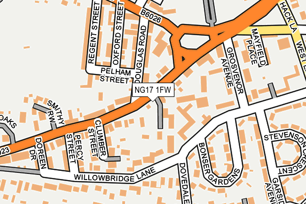 NG17 1FW map - OS OpenMap – Local (Ordnance Survey) NG17 1FW map - OS OpenMap – Local (Ordnance Survey)