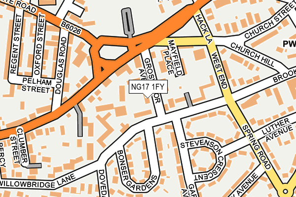 NG17 1FY map - OS OpenMap – Local (Ordnance Survey) NG17 1FY map - OS OpenMap – Local (Ordnance Survey)