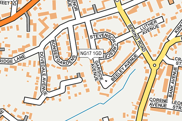 NG17 1GD map - OS OpenMap – Local (Ordnance Survey) NG17 1GD map - OS OpenMap – Local (Ordnance Survey)