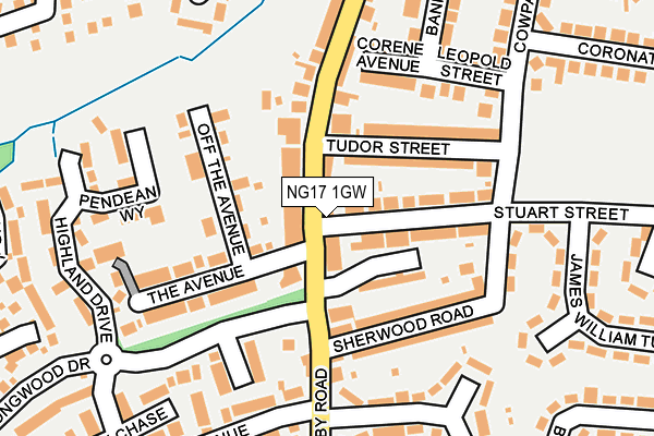 NG17 1GW map - OS OpenMap – Local (Ordnance Survey) NG17 1GW map - OS OpenMap – Local (Ordnance Survey)