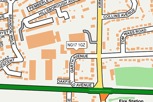 NG17 1GZ map - OS OpenMap – Local (Ordnance Survey) NG17 1GZ map - OS OpenMap – Local (Ordnance Survey)
