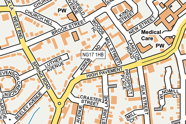NG17 1HB map - OS OpenMap – Local (Ordnance Survey) NG17 1HB map - OS OpenMap – Local (Ordnance Survey)