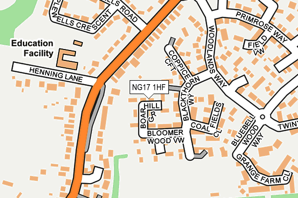 NG17 1HF map - OS OpenMap – Local (Ordnance Survey) NG17 1HF map - OS OpenMap – Local (Ordnance Survey)