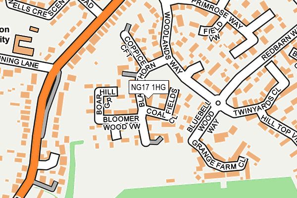 NG17 1HG map - OS OpenMap – Local (Ordnance Survey) NG17 1HG map - OS OpenMap – Local (Ordnance Survey)