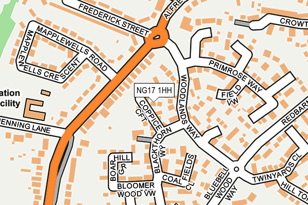 NG17 1HH map - OS OpenMap – Local (Ordnance Survey) NG17 1HH map - OS OpenMap – Local (Ordnance Survey)