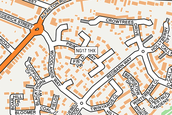 NG17 1HX map - OS OpenMap – Local (Ordnance Survey) NG17 1HX map - OS OpenMap – Local (Ordnance Survey)