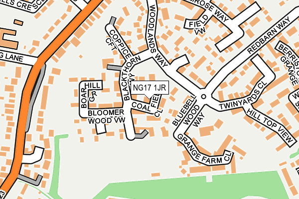NG17 1JR map - OS OpenMap – Local (Ordnance Survey) NG17 1JR map - OS OpenMap – Local (Ordnance Survey)
