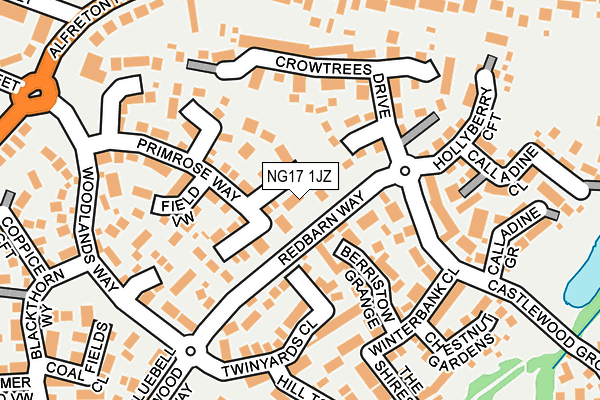NG17 1JZ map - OS OpenMap – Local (Ordnance Survey) NG17 1JZ map - OS OpenMap – Local (Ordnance Survey)