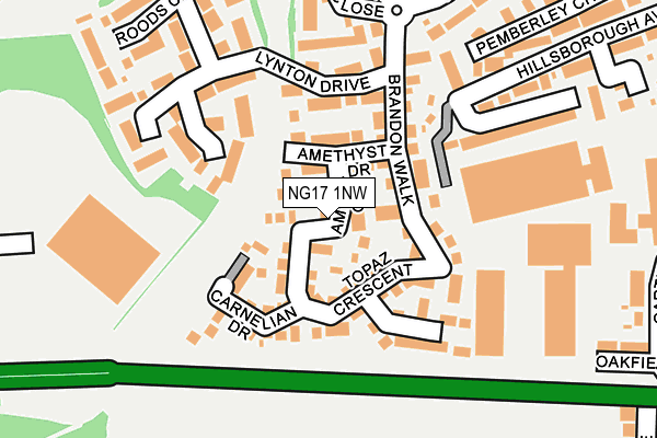 NG17 1NW map - OS OpenMap – Local (Ordnance Survey) NG17 1NW map - OS OpenMap – Local (Ordnance Survey)