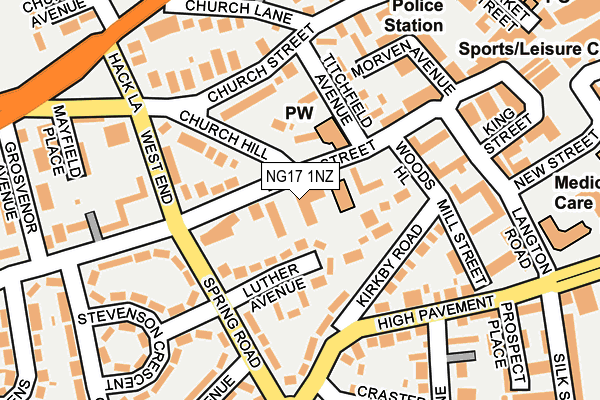 NG17 1NZ map - OS OpenMap – Local (Ordnance Survey) NG17 1NZ map - OS OpenMap – Local (Ordnance Survey)