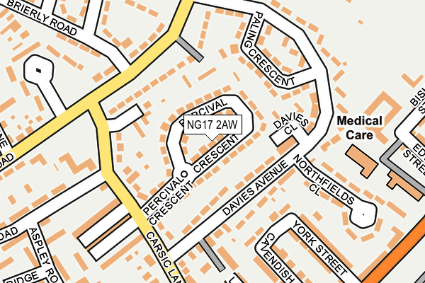 NG17 2AW map - OS OpenMap – Local (Ordnance Survey) NG17 2AW map - OS OpenMap – Local (Ordnance Survey)