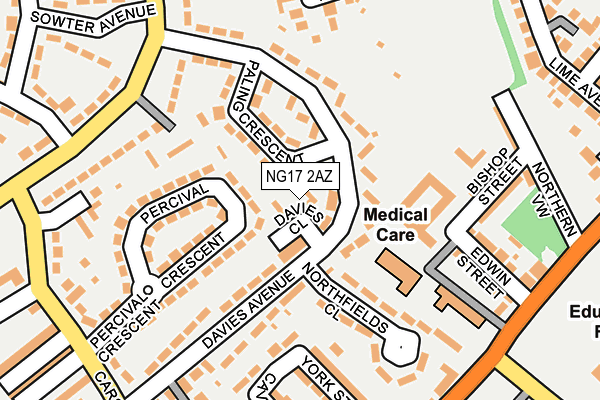 NG17 2AZ map - OS OpenMap – Local (Ordnance Survey) NG17 2AZ map - OS OpenMap – Local (Ordnance Survey)